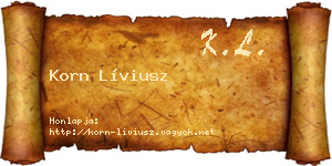 Korn Líviusz névjegykártya